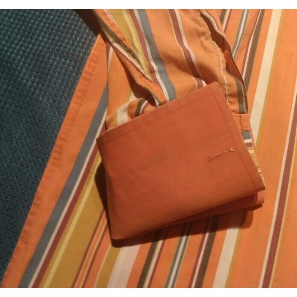 Dtek Jeans Men Shirt Sz L  Orange Stripe Long Sleeve Double Collar French Cuffs - Picture 3 of 8